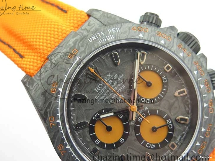 MiroTime 0321 Daytona DIW Carbon Noob 1:1 Best Edition Black Orange Dial on Orange Nylon Strap SA TopPick 2586